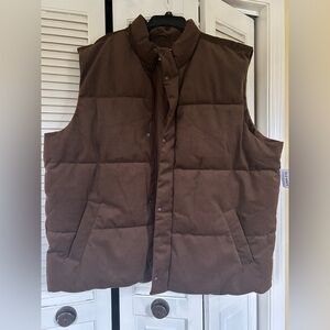 Old Navy brown corduroy puffer vest.